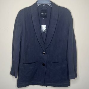 Madewell blazer gray oversized button front jacket long sleeve small nwt